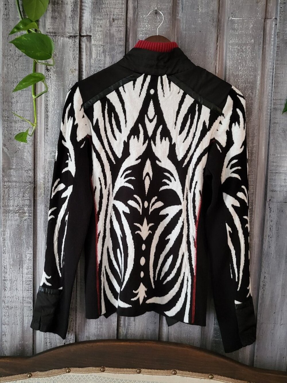 Abstract Knit Full Zip Cardigan Jacket Sweater Women Size S Small - Picture 2 of 13
